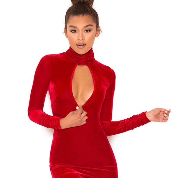Mistress Rocks Red Heart Rate Velvet Dress - Picture 1 of 8